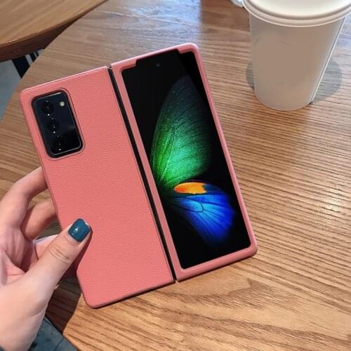 Business Men Folding Screen Leather Case for Samsung ZFlod2 Case Contrasting Color Sticker Phone Cover for Galaxy ZFold 5G Cases