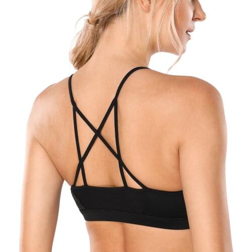 Womens Light Support Sports Bra Wirefree Cross Back Yoga Bra Top