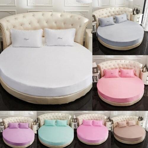 Hypoallergenic Luxury Round Mattress Cover 200cm Diameter, Mattress Protector Bedding Cover Sheet for Wedding Decoration Gift