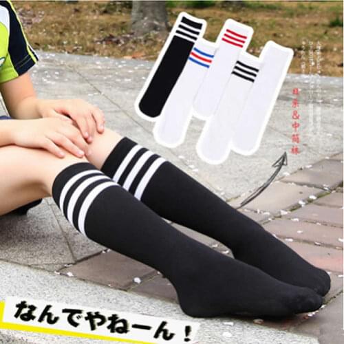Baby Girls kniekousen meisje Children Cute leg Warmers Solid Cotton Girl Long Tube Black Socks Three Bars Shool Sneaker Socks