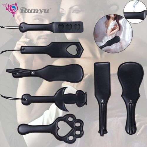PU Leather Palm Clap Spanking Paddle Slap Flap Pat Beat Whip Lash Strap Fetish Adult SM Slave Game Sex Toy for Couple Women