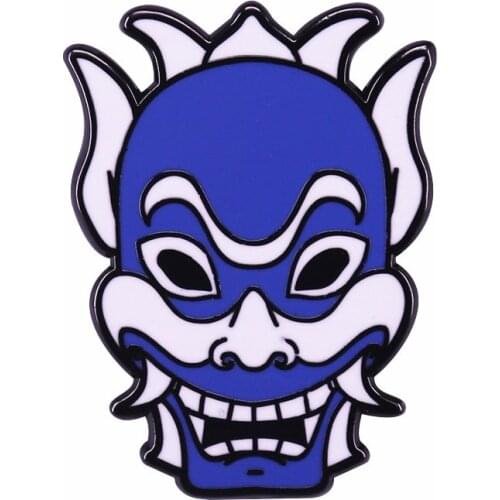HOSENG Movie Avatar Appa&Momo Cartoon Blue Mask Brooch Funny Halloween Gift Woman Man Fashion Enamel Jewelry Lapel Pin HS_884