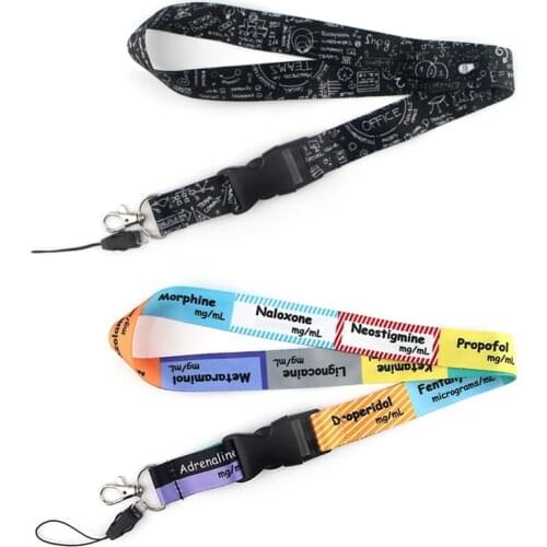 Personality Key Chain Critical Care ICU Cartoon Print Lanyards Key Chain Neck Straps Keyring For Doctors Nurses Friends