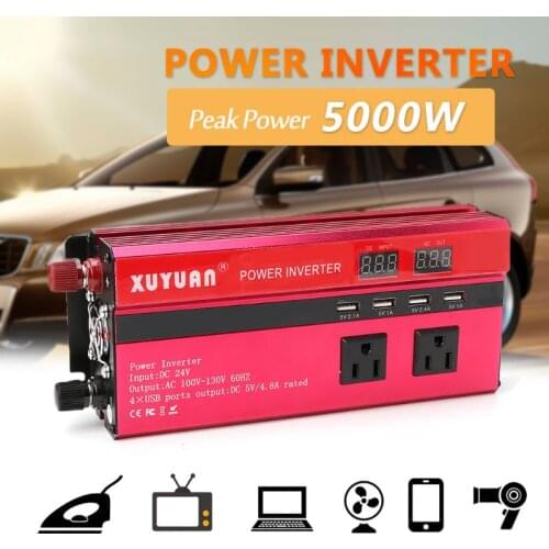 Inverter 12V/24V 220V 5000W Peak Power Inverter Convertor Voltage Transformer Sine Wave Inversor 12V/24V 110V + LCD Display