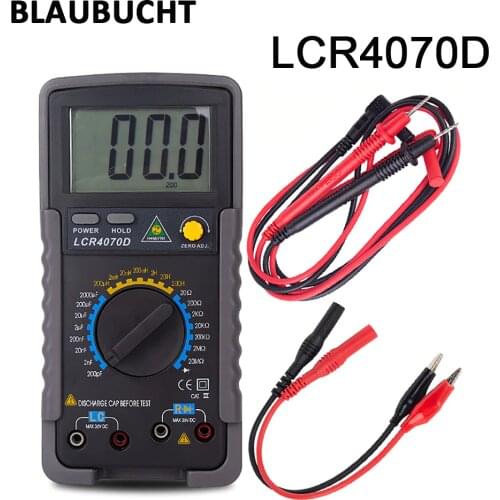 BLAUBUCHT LCR ESR Meter Testers Capacitance Meters LCR4070D LCD Backlight Multimeter Diode measurement With Test Cable Tips