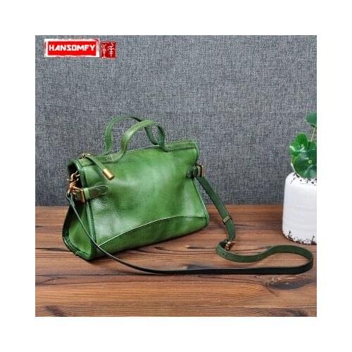 Handmade Small Women Bag Shoulder Bags Female Handbag Portable Messenger Bag Design Retro Original Vegetable Tanned Leather Soft