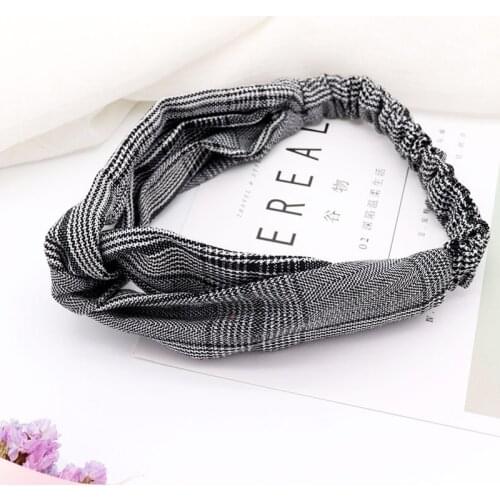 Fashion Women Girls Summer Plaid Hair Bands Headbands Vintage Turban Retro Style Fabric Bandage Bandanas Hair Accessories