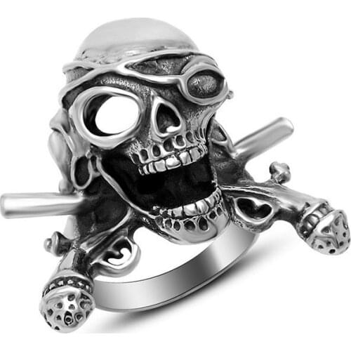 Fashion Mens Viking Ring Jewelry Accessories Punk Skeleton Head Ring High Quality Nevar Fade Personality Titanium Steel Ring