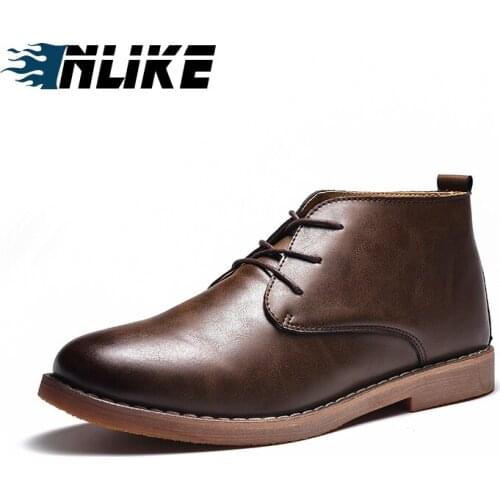 INLIKE Men Boots Fashion Ankle Boots Winter Casual Men Leather Boots Man Boots Business Leather Shoes