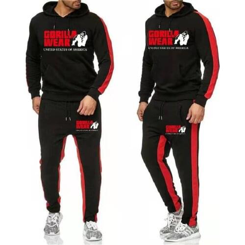 2019 NEW GORILLA WEAR mens clothing Fleece Hooded Pullover Fashion Brand Hoodies Sweatshirts+Sweatpants Suits Sweatshirt
