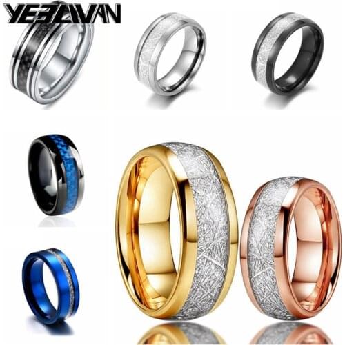 2021 New Carbon Fibre 316 Stainless Steel Rings Wholesale Jewelry Trend Wedding Ring Men Women Punk Couple Anillos Free Shipping