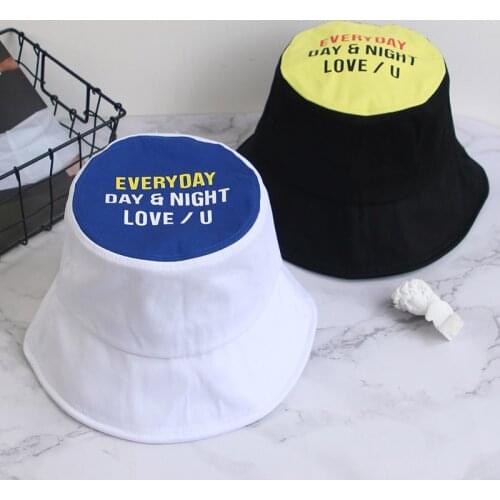Summer Bucket Hat Women Men Letter Print Foldable Fisherman Hat Soft Cotton Boys Girls Panama Sun Protection Cap