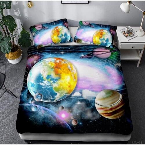 Duvet cover Set Space moon bed cover planets Bedding Set 150 Bed Set Pillowcase 3d quilt Adults moon Star Space Bed Linens