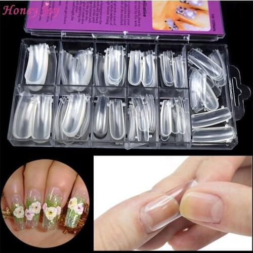 Pro 100pcs/lot #0-#9 Size Reusable Acrylic Nails Mold Molding False Nails Tips Model w Two Front Bulges for Holding Clear