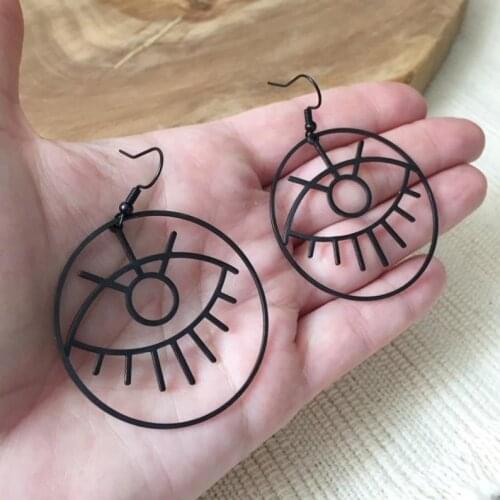 Gothic Woke Eye Loop Earrings Drop Black Fashion Novel Women Friend BOHO Gift Big Statement Punk Goth Jewelry Classics Trend