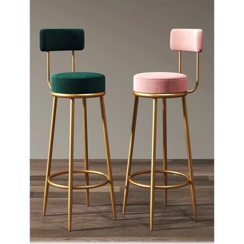 Nordic Bar Chair Light Luxury Home Island Golden Bar Stool Modern Minimalist High Chair Bar Chair Back Bar Stool