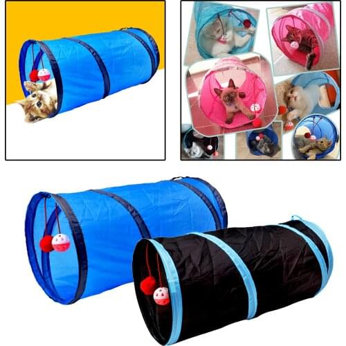 Collapsible Pet Cat Tunnel Indoor Cats Crinkle Toy House Bed with Bell