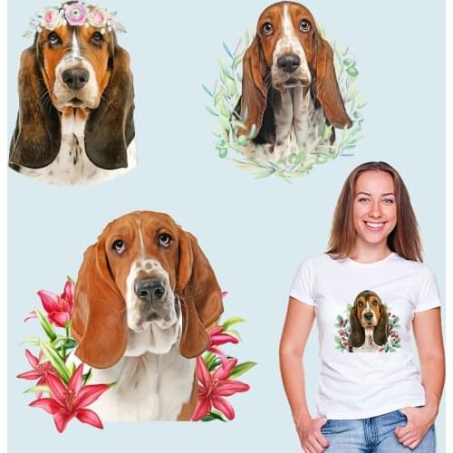 Flowers and dogs patches on clothes Ironing stickers Heat transfer stickers Cheap Thermal Stickers on Clothes