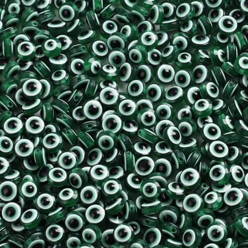 Dark Green Oval Shape Spacer Beads Evil Eye Beads Stripe Resin Beads for Jewelry Making DIY Charms Bracelet Necklace 6/8/10mm
