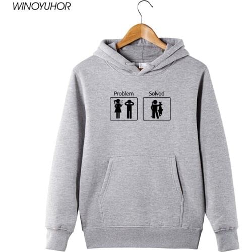 Funny Birthday Gifts Problem Solved Hoodies For Men Fishinger Fisherman Comedy Father Dad Fleece Winter Tops Pullovers