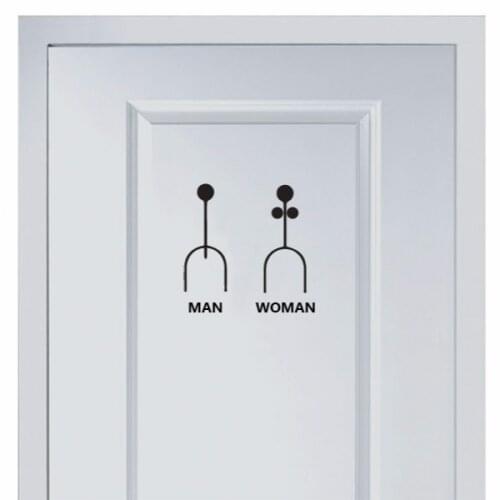 Funny Marks for Men and Womens Toilet Vinyl Sticker Fashion for Shop Office Home Cafe Hotel Toilets Door Decor Wall Stickers
