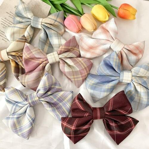 Retro Bow Hair Clips For Girls Hair Accessories Plaid Butterfly Hair Pins Teen Student Hair Grips Barrettes Hairpin Hair Wear