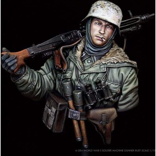 1/10 Resin bust model kits Machine gunner colorless and self-assembled A-284