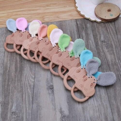 1 Pc Baby Teether BPA Free Beech Wooden Rattle Toys Wood Teething Rodent Chew Play Gym Montessori Stroller Toy