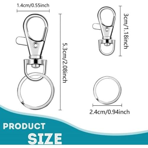 100 Keychain Hooks with Key Rings Keychain Clip Hooks with Rings Jewelry Making T84A