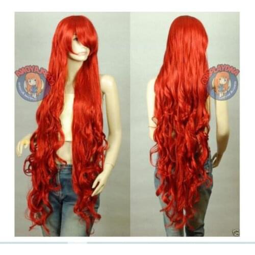 100cm Dark Red Curly Wavy Long Cosplay Wig - 40"inch AA - Cosplay Wigs