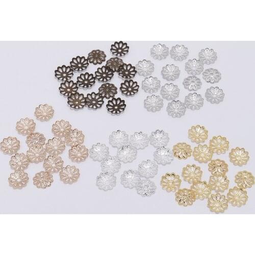 200Pcs/Bag 7mm 9mm Gold Color Petal Flower Bead End Caps Bead Caps Bracelet Earrings for DIY Jewelry Making Findings Accessories