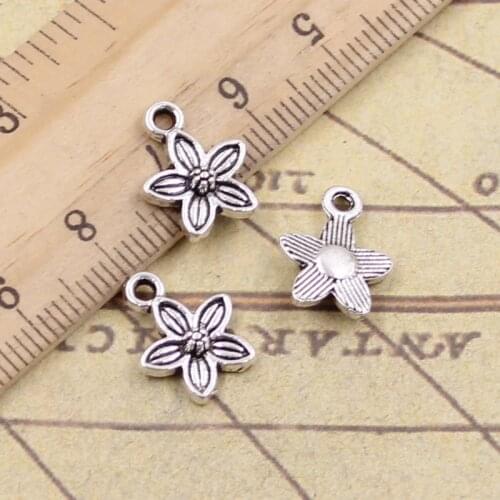 50pcs Charms Flower 11x11mm Tibetan Bronze Silver Color Pendants Craft Making Findings Handmade Antique Jewelry DIY For Necklace