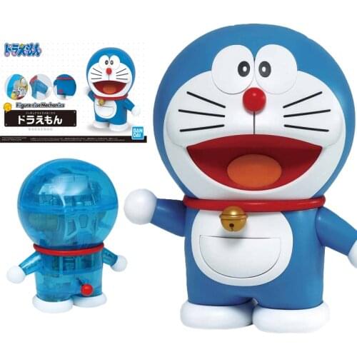 BANDAI Figure-rise Anime Doraemon Transparent Outer Shell with Inner Structure Assembly Model PVC Collectible Toys Doll for Kids