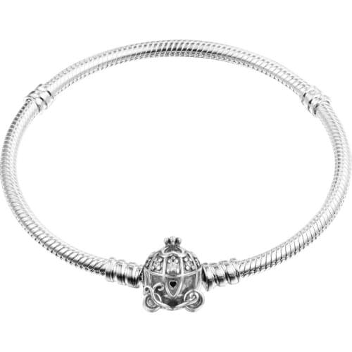 Genuine 925 Sterling Silver Pumpkin Coach Clasp Moments Bracelet Fashion Jewelry Bracelets for Women DIY Charms Making Pulseras