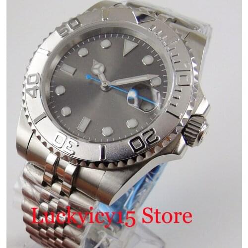 BLIGER Brand Grey Automatic Men Wristwatch MIYOTA Movement Jubilee Bracelet Sapphire Crystal