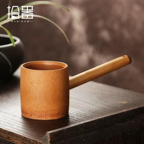 Lacquerless natural bamboo water scoop ladle household wine raiser small ladle hanging wine spoon dividing spoon short handle