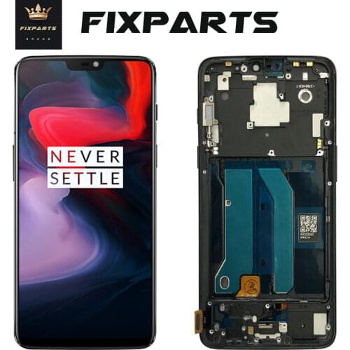 Oneplus 6 LCD Display + Touch Screen Panel Digitizer Assembly Replacement LCD Screen for One plus 6 Mobile Phone 6.28" + Frame