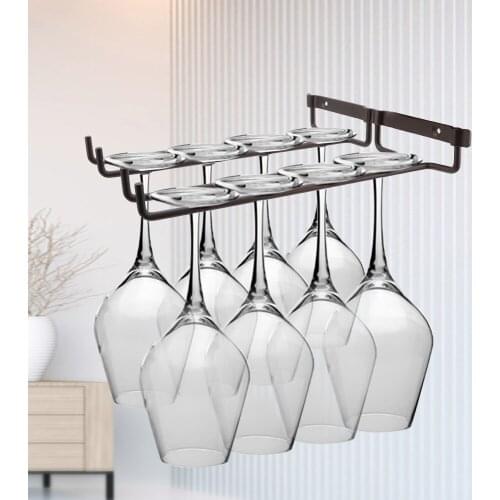 Double Row Home Storaage Wall Mount Hanger Home Kitchen Holder Shelf Bar Wine Rack Stemware Hanging