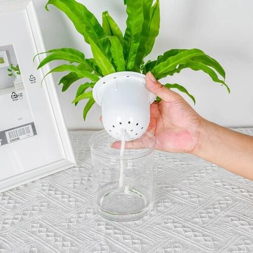 Hydroponic Self Watering Clear Plastic Flower Plant Pot Automatic Watering Planter Indoor Balcony Home Garden Decor