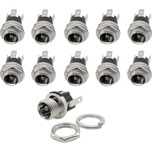 200Pcs/Lot DC025M 5.5x2.1mm DC Power Female Plug Socket Electrical Connector DC-025M 3Pin Threaded Motherboard PCB Mount Adapter