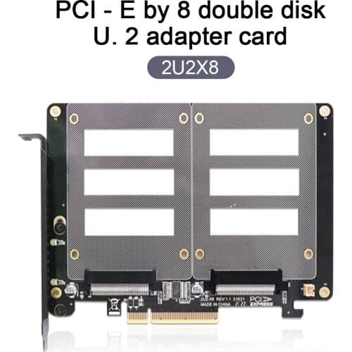 JEYI PCI-E X8 Dual Disk U.2 Riser Card 2-U2X8 SSD PCIE 4.0 X8 X16 Adapter Card for Windows 10/8/Linux