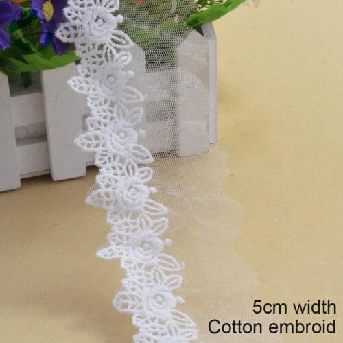 20yards 5cm width Cotton embroid lace sewing ribbon guipure trims fabric warp knitting DIY Garment Accessories wedding lace#3366