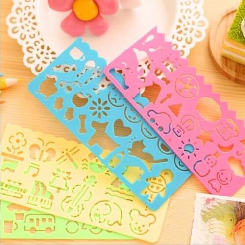 40Pcs/lot Cute cartoon hollow ruler with cartoon pattern DIY handmade scrapbook drawing tool school supplies kids gift
