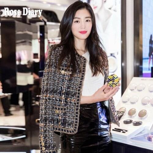 Small Fragrance jacket Womens short spring Korean temperament ladies slim ladies jacket single-breasted plaid high-quality Top
