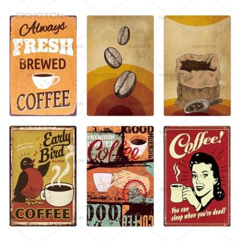 Cartoon Coffee Metal Sign Vintage Tin Plaques Metal Vintage Decorations For Home Kitchen Coffee Bar Cafe Retro Iron Painting