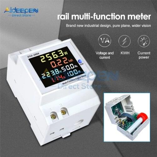 6 in 1 din rail AC Monitor 110V 220V 380V 100A Voltage Current Power Factor Active KWH Electric Energy Frequency Meter VOLT AMP