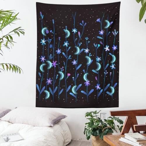 Psychedelic flower Tapestry moon Flower Wall Hanging Room Starry Sky Carpet Dorm Tapestries Art Home Decoration Accessories