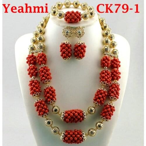 Newest Jewelry African Dubai Jewelry Sets 2019 Bridal Jewelry Sets Gold Color Balls Nigerian Necklace Sets For Women CK79-1