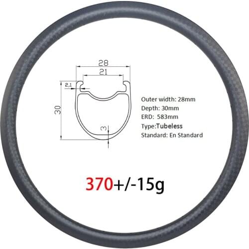 370g SL 700c all road gravel bike disc 30mm clincher tubeless carbon rim 28mm wide 21mm inner UD 3K 12K 20H 21H 24H 28H 32H 36H