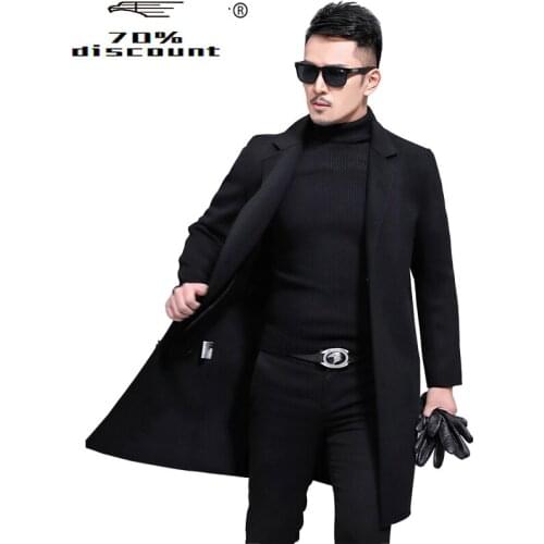 Autumn Winter 2020 New 200%Wool Coat Men Korean Fashion Slim Overcoat Long Cashmere Coats Casaco Masculino 8835 ZL395